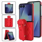 For Samsung Galaxy Z Flip7 5G Rhombic Texture Wristband PU Phone Case(Red) - 1