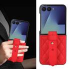 For Samsung Galaxy Z Flip7 5G Rhombic Texture Wristband PU Phone Case(Red) - 2