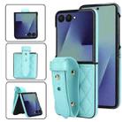 For Samsung Galaxy Z Flip7 5G Rhombic Texture Wristband PU Phone Case(Green) - 1