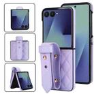 For Samsung Galaxy Z Flip7 5G Rhombic Texture Wristband PU Phone Case(Purple) - 1