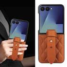 For Samsung Galaxy Z Flip7 5G Rhombic Texture Wristband PU Phone Case(Brown) - 2