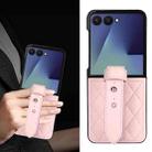 For Samsung Galaxy Z Flip7 5G Rhombic Texture Wristband PU Phone Case(Pink) - 2