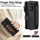 For Samsung Galaxy Z Fold7 Solid Color Wristband Wallet Folding Leather Phone Case with Lanyard(Black) - 2