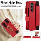 For Samsung Galaxy Z Fold7 Solid Color Wristband Wallet Folding Leather Phone Case with Lanyard(Red) - 2