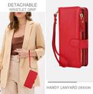 For Samsung Galaxy Z Fold7 Solid Color Wristband Wallet Folding Leather Phone Case with Lanyard(Red) - 3