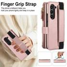For Samsung Galaxy Z Fold7 Solid Color Wristband Wallet Folding Leather Phone Case with Lanyard(Rose Gold) - 2