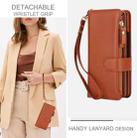 For Samsung Galaxy Z Fold7 Solid Color Wristband Wallet Folding Leather Phone Case with Lanyard(Brown) - 3