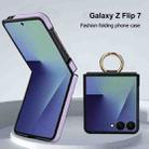 For Samsung Galaxy Z Flip7 5G Rhombic Texture Ring Holder PU Phone Case(Purple) - 2