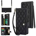 For Samsung Galaxy Z Fold7 Rhombic Texture Crossbody Multifunctional Leather Phone Case(Black) - 1