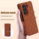 For Samsung Galaxy Z Fold7 Rhombic Texture Crossbody Multifunctional Leather Phone Case(Brown) - 3