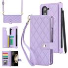 For Samsung Galaxy Z Fold7 Rhombic Texture Crossbody Multifunctional Leather Phone Case(Purple) - 1