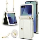 For Samsung Galaxy Z Flip7 5G Solid Color Backpack Wallet Card Slot RFID PU Phone Case(White) - 1