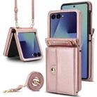 For Samsung Galaxy Z Flip7 5G Solid Color Backpack Wallet Card Slot RFID PU Phone Case(Rose Gold) - 1