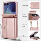 For Samsung Galaxy Z Flip7 5G Solid Color Backpack Wallet Card Slot RFID PU Phone Case(Rose Gold) - 2