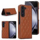 For Samsung Galaxy Z Fold7 5G Rhombic Fold Leather Phone Case(Brown) - 1