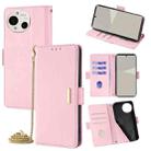 For Sharp Aquos R10 5G Crossbody Chain Leather Phone Case(Pink) - 1