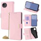 For Sharp Aquos wish5 5G Crossbody Chain Leather Phone Case(Pink) - 1