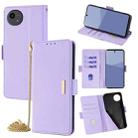 For Sharp Aquos wish5 5G Crossbody Chain Leather Phone Case(Purple) - 1