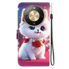 For Honor X70 5G Crystal Texture Colored Drawing Leather Phone Case(Rose Cat) - 3