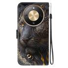 For Honor X70 5G Crystal Texture Colored Drawing Leather Phone Case(Black Gold Lion) - 3