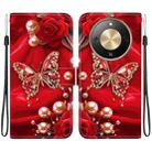 For Honor X70 5G Crystal Texture Colored Drawing Leather Phone Case(Pearl Butterfly Rose) - 1