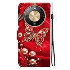 For Honor X70 5G Crystal Texture Colored Drawing Leather Phone Case(Pearl Butterfly Rose) - 3