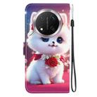 For Honor X9c Crystal Texture Colored Drawing Leather Phone Case(Rose Cat) - 3