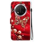 For Honor X9c Crystal Texture Colored Drawing Leather Phone Case(Pearl Butterfly Rose) - 3
