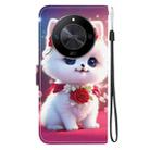For Honor X9b / Magic6 Lite 5G / X50 / X50 Pro Crystal Texture Colored Drawing Leather Phone Case(Rose Cat) - 3