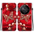 For Honor X9b / Magic6 Lite 5G / X50 / X50 Pro Crystal Texture Colored Drawing Leather Phone Case(Pearl Butterfly Rose) - 1