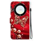 For Honor X9a Crystal Texture Colored Drawing Leather Phone Case(Pearl Butterfly Rose) - 3