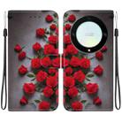 For Honor X9a Crystal Texture Colored Drawing Leather Phone Case(Red Roses) - 1