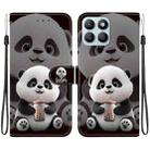 For Honor X8b Crystal Texture Colored Drawing Leather Phone Case(Milk Tea Bear) - 1