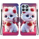 For Honor X8b Crystal Texture Colored Drawing Leather Phone Case(Rose Cat) - 1