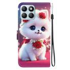For Honor X8b Crystal Texture Colored Drawing Leather Phone Case(Rose Cat) - 3