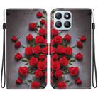 For Honor X8b Crystal Texture Colored Drawing Leather Phone Case(Red Roses) - 1