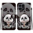 For Honor X8a Crystal Texture Colored Drawing Leather Phone Case(Milk Tea Bear) - 1