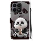 For Honor X8a Crystal Texture Colored Drawing Leather Phone Case(Milk Tea Bear) - 3