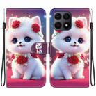 For Honor X8a Crystal Texture Colored Drawing Leather Phone Case(Rose Cat) - 1