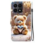 For Honor X8a Crystal Texture Colored Drawing Leather Phone Case(Diamond Bear) - 3