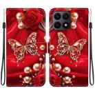 For Honor X8a Crystal Texture Colored Drawing Leather Phone Case(Pearl Butterfly Rose) - 1