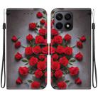 For Honor X8a Crystal Texture Colored Drawing Leather Phone Case(Red Roses) - 1