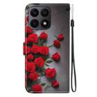 For Honor X8a Crystal Texture Colored Drawing Leather Phone Case(Red Roses) - 3