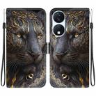 For Honor X7b / Play 50 Plus Crystal Texture Colored Drawing Leather Phone Case(Black Gold Lion) - 1