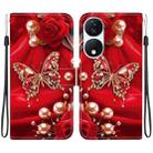 For Honor X7b / Play 50 Plus Crystal Texture Colored Drawing Leather Phone Case(Pearl Butterfly Rose) - 1