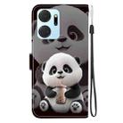 For Honor X7a Crystal Texture Colored Drawing Leather Phone Case(Milk Tea Bear) - 3