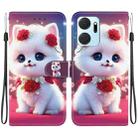 For Honor X7a Crystal Texture Colored Drawing Leather Phone Case(Rose Cat) - 1