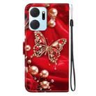 For Honor X7a Crystal Texture Colored Drawing Leather Phone Case(Pearl Butterfly Rose) - 3