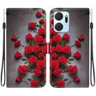 For Honor X7a Crystal Texture Colored Drawing Leather Phone Case(Red Roses) - 1