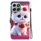 For Honor X6b 4G Crystal Texture Colored Drawing Leather Phone Case(Rose Cat) - 3